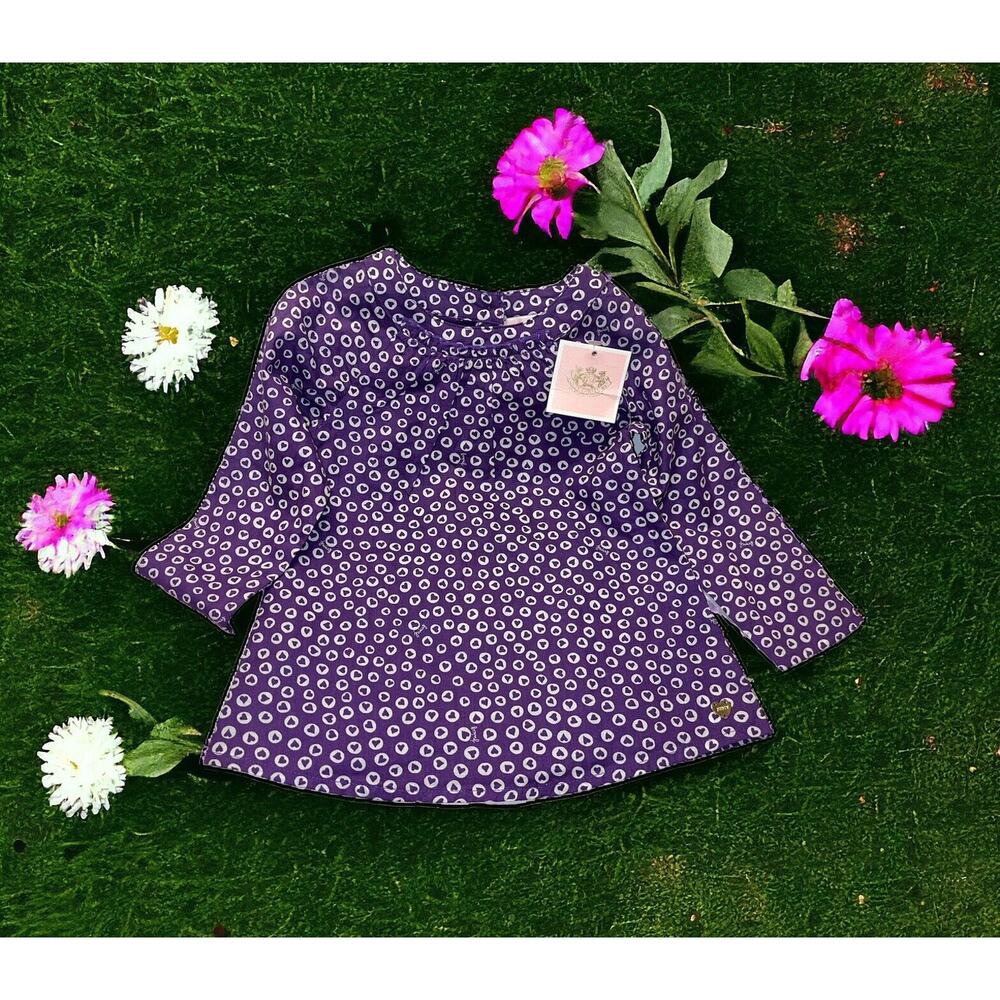 Juicy Couture Infant Girls‎ Long Sleeve Dress 12/18 Months Purple White Hearts